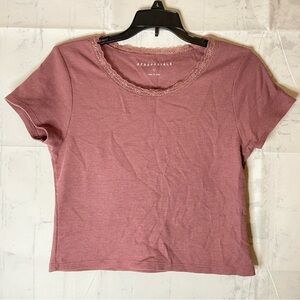 Aeropostale Lace Trim Waffle Knit Crop Top